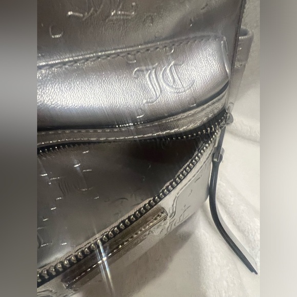 Juicy Couture Rosie Mini Backpack | Silver Metallic Logo Bag | - Picture 7 of 10